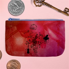 Decorative Clef With Piano And Guitar Large Coin Purse by FantasyWorld7