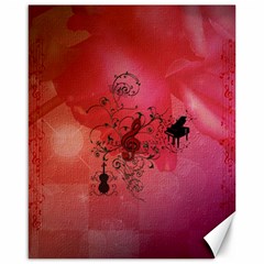 Decorative Clef With Piano And Guitar Canvas 16  X 20  by FantasyWorld7