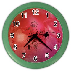 Decorative Clef With Piano And Guitar Color Wall Clock by FantasyWorld7