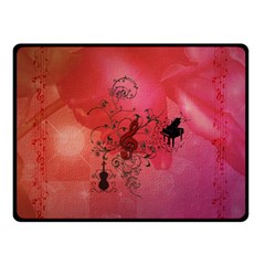 Decorative Clef With Piano And Guitar Double Sided Fleece Blanket (small)  by FantasyWorld7