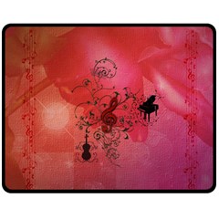 Decorative Clef With Piano And Guitar Double Sided Fleece Blanket (medium)  by FantasyWorld7