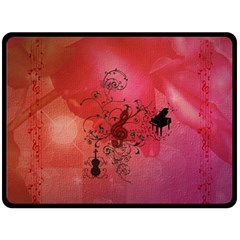 Decorative Clef With Piano And Guitar Double Sided Fleece Blanket (large)  by FantasyWorld7