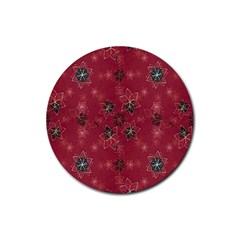 Modern Floral Collage Print Pattern Modern Floral Collage Print Pattern Rubber Coaster (round) 