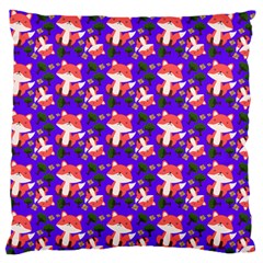 Fox And Trees Pattern Blue Large Flano Cushion Case (one Side) by snowwhitegirl