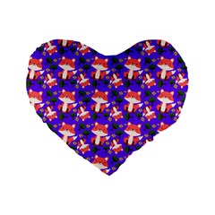 Fox And Trees Pattern Blue Standard 16  Premium Flano Heart Shape Cushions by snowwhitegirl