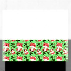 Fox And Trees Pattern Green Rectangular Jigsaw Puzzl by snowwhitegirl