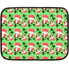 Fox And Trees Pattern Green Double Sided Fleece Blanket (mini)  by snowwhitegirl