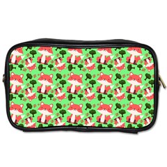 Fox And Trees Pattern Green Toiletries Bag (one Side) by snowwhitegirl