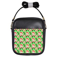 Fox And Trees Pattern Green Girls Sling Bag by snowwhitegirl