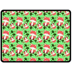 Fox And Trees Pattern Green Fleece Blanket (large)  by snowwhitegirl