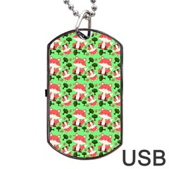 Fox And Trees Pattern Green Dog Tag Usb Flash (one Side) by snowwhitegirl