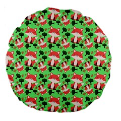 Fox And Trees Pattern Green Large 18  Premium Round Cushions by snowwhitegirl