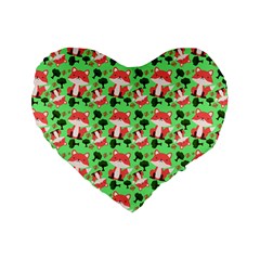 Fox And Trees Pattern Green Standard 16  Premium Heart Shape Cushions by snowwhitegirl