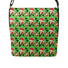 Fox And Trees Pattern Green Flap Closure Messenger Bag (l) by snowwhitegirl