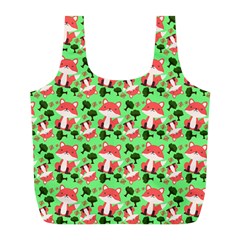 Fox And Trees Pattern Green Full Print Recycle Bag (l) by snowwhitegirl