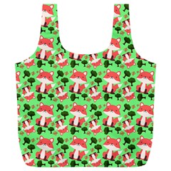 Fox And Trees Pattern Green Full Print Recycle Bag (xl) by snowwhitegirl