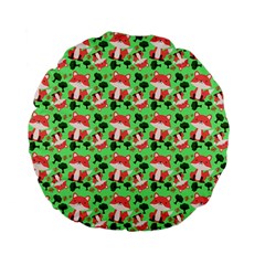 Fox And Trees Pattern Green Standard 15  Premium Flano Round Cushions by snowwhitegirl