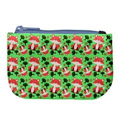 Fox And Trees Pattern Green Large Coin Purse by snowwhitegirl