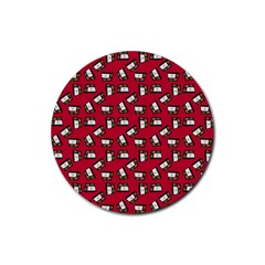 Bento Lunch Red Rubber Coaster (round)  by snowwhitegirl