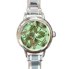 Fern Green Round Italian Charm Watch by snowwhitegirl