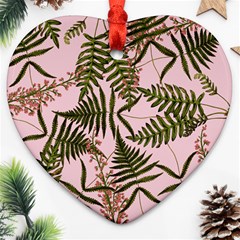 Fern Pink Ornament (heart) by snowwhitegirl