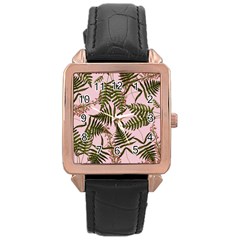 Fern Pink Rose Gold Leather Watch  by snowwhitegirl