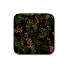 Fern Black Rubber Square Coaster (4 Pack)  by snowwhitegirl