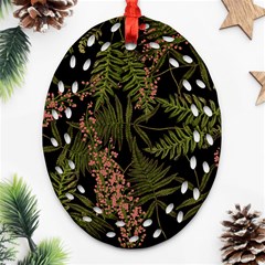 Fern Black Oval Filigree Ornament (two Sides) by snowwhitegirl