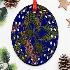 Fern Blue Oval Filigree Ornament (two Sides) by snowwhitegirl