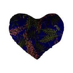 Fern Blue Standard 16  Premium Heart Shape Cushions by snowwhitegirl