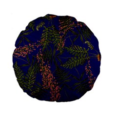 Fern Blue Standard 15  Premium Flano Round Cushions by snowwhitegirl