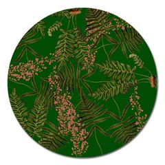 Fern Dark Green Magnet 5  (round) by snowwhitegirl