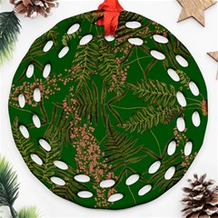 Fern Dark Green Ornament (round Filigree) by snowwhitegirl