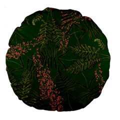 Fern Dark Green Large 18  Premium Round Cushions by snowwhitegirl