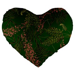 Fern Dark Green Large 19  Premium Flano Heart Shape Cushions by snowwhitegirl