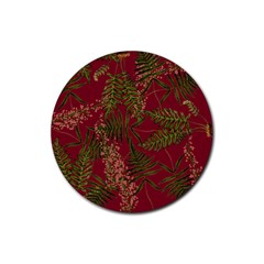 Fern Red Rubber Round Coaster (4 Pack)  by snowwhitegirl