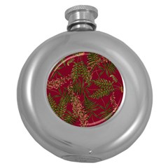 Fern Red Round Hip Flask (5 oz)