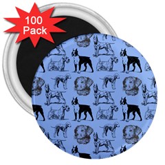 Dog Pattern Blue 3  Magnets (100 Pack) by snowwhitegirl