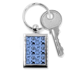 Dog Pattern Blue Key Chains (rectangle)  by snowwhitegirl