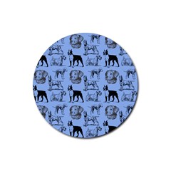 Dog Pattern Blue Rubber Round Coaster (4 Pack)  by snowwhitegirl