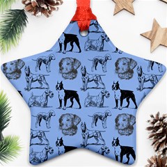 Dog Pattern Blue Star Ornament (two Sides) by snowwhitegirl