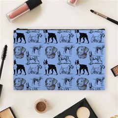 Dog Pattern Blue Cosmetic Bag (large) by snowwhitegirl