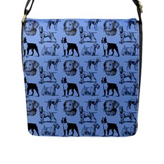 Dog Pattern Blue Flap Closure Messenger Bag (l) by snowwhitegirl