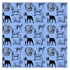 Dog Pattern Blue Large Satin Scarf (square) by snowwhitegirl