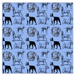 Dog Pattern Blue Large Satin Scarf (Square) Front