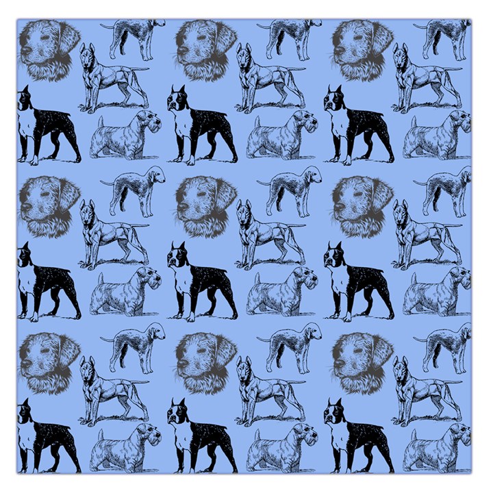 Dog Pattern Blue Large Satin Scarf (Square)