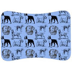 Dog Pattern Blue Velour Seat Head Rest Cushion by snowwhitegirl