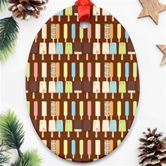 Candy Popsicles Brown Oval Ornament (two Sides) by snowwhitegirl