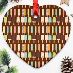 Candy Popsicles Brown Heart Ornament (two Sides) by snowwhitegirl