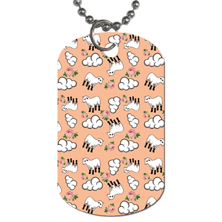 Vintage Lamb Pattern Peach Dog Tag (One Side)